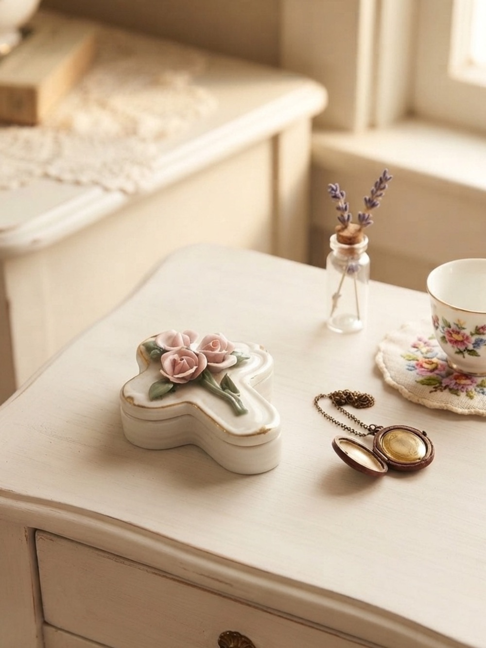 Porcelain Cross Trinket Box